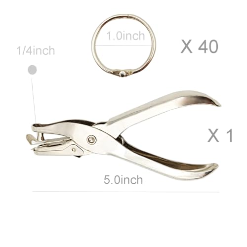 Vfrikor (40Pack) Book Rings 1 Inch Binder Rings with Metal Single Hole Punch.Nickel Plated Steel Paper Rings Metal Rings for Index Cards,Flash Card Rings,Silver
