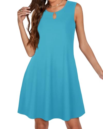 Image of Summer Dresses for Women 2026 Casual Sleeveless Sundress Floral Loose Fit Beach Cover Up with Pocket