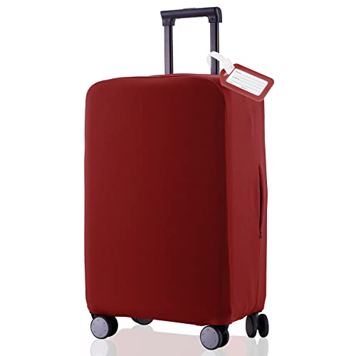 Travel Luggage Cover Suitcase Protector Scratch-Resistant Fit 19-31 Inch Suitcase, Not Included Suitcase (Claret, SX(22-23 inch))