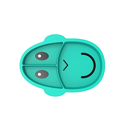 Matchstick Monkey Essenszeit Affen-Teller Baby Esslernteller mit Unterteilung, Menüteller, 3 geteilte Abschnitte, antimikrobieller Schutz, rutschfest, langlebiges Silikon, ab 12 Monaten (grün) Cover