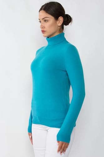 Image of JENNIE LIU Women's 100% Pure Cashmere Long Sleeve Pullover Turtleneck Sweater