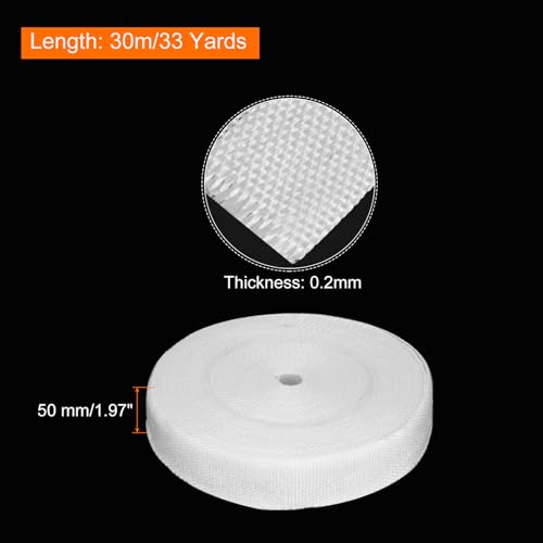 Image of MECCANIXITY 1pcs Fiberglass Cloth Tape 30m(33 Yard) x50mmx2mm C Glass Fiber Fiberglass Mesh Glass Fiber Mesh Woven Fiberglass Fabrics Insulation Tape for Reinforcement Repair