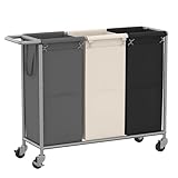 Heybly Laundry Basket,3 x 18.5 Gal Laundry Separator Hamper with Heavy Duty Rolling Wheels,Laundry Divider Sorter with Removable Bags for Dirty Clothes Storage, 40.2 x 15.4 x 33.1 Inches HLH022P03