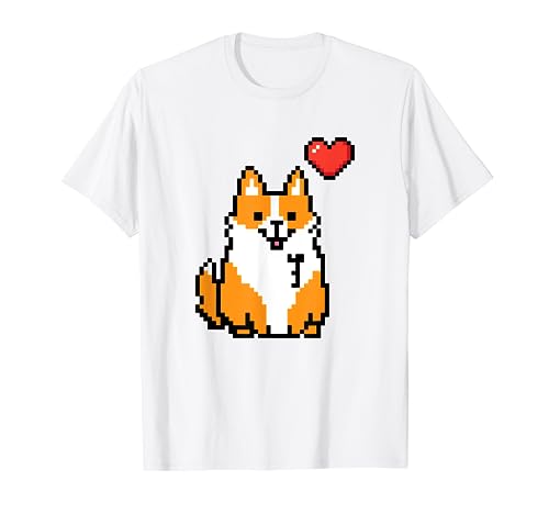 Retro Corgi 8-bit Videogame Funny Gamers Pixelated Design T-Shirt