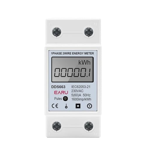 Compteur d'énergie monophasé LCD 230V 60A pour rail DIN domestique