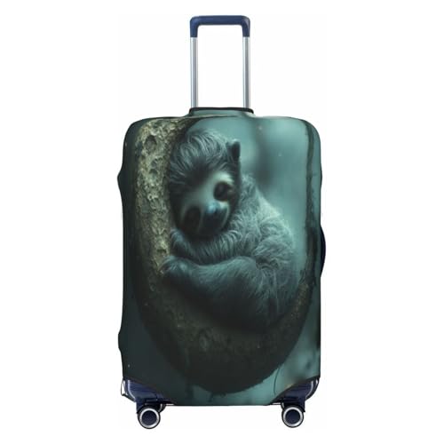 A Sleeping Sloth Durable Luggage Cover Suitcase Protector Anti-Scratch Luggage Cover Fits 18-32inch Luggage, Black, M