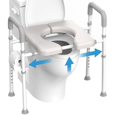 Raised Toilet Seat with Handles, FSA/HSA Eligible Width Adjustable Toilet Seat Risers for Seniors, Heavy Duty Handicap Toilet Seat Riser, Fit Any Toilet Cover