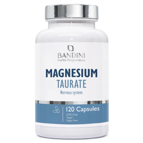Bandini Magnesium Taurate 2000mg per Day | 120 Vegan Capsules | High Strength Supplement for Men & Women | Energy Support Reduce Fatigue | 160mg Elemental Magnesium | High Absorption Gentle Formula