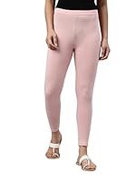 GO COLORS Women Baby Pink Mid Rise Cotton Ankle Length Leggings - XL