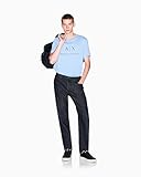 Armani Exchange Men's Regular Fit Text Logo Cotton Pique Polo, Black, X-Small