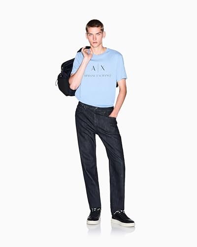 Armani Exchange Men's Regular Fit Text Logo Cotton Pique Polo, Black, X-Small