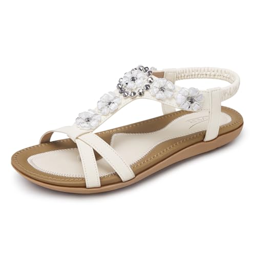 Image of SHIBEVER Dressy Flat Women Sandals: Comfortable Arch Support Womens Sandal