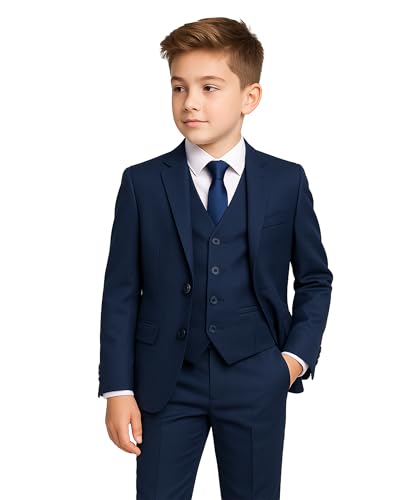 Ensemble de bal pour garçon costume bleu marine de mariage tenue de cérémonie 3 pièces