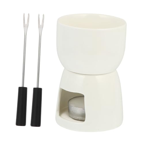 BRIGHTFUFU Ceramic Fondue Pot Butter Warmer Home Hot Pot for Fondue Candle Random