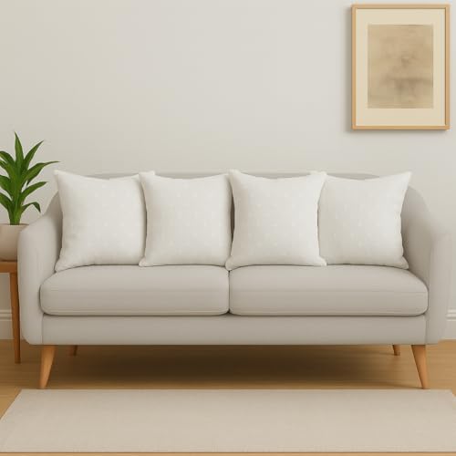 Image of Orchid Cushion Inserts for Sofa 24x24 Inch Pack of 4, Microfiber Filled Soft Square Cushions for Couch, Chair, Bed & Decorative Covers, Fluffy Support Pillow Pads, White