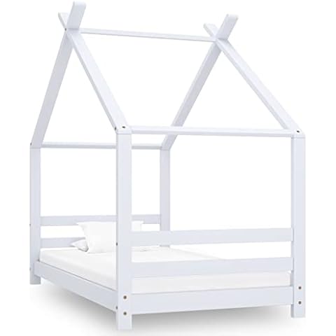 vidaXL Estructura de Cama Infantil para Niños Pequeños Casa Dormitorio Blanco 80x160 cm Cover