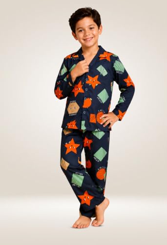 Image of 3BROS Kid's Pure Cotton Full Sleeves Night Suit /Dress for Boys /Girls Full Pajama & Top Sleep Suit Combo Set