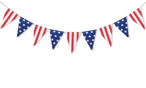 FAKTEEN American Stars and Stripes Flag Bunting Garland USA Triangle Banner Patriotic Party Decoration for Fourth of July Independence Memorial Day Party Supplies