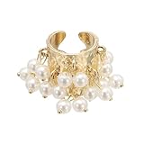 sourcing map Bague occidentale pour femme réglable avec perles et pampilles - Style vintage - Empilable, Acier allié, Pas de gemme