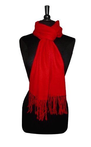 100% Wool Pashmina Solid Scarf RED Color Womens Shawl Wrap Scarves2