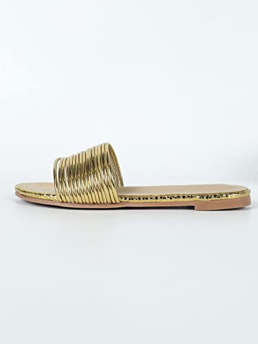 GORGLITTER Women's Summer Metallic Flats Sandal Dressy Cute Open Toe Slipper Slip on Slide Beach Sandals 20252