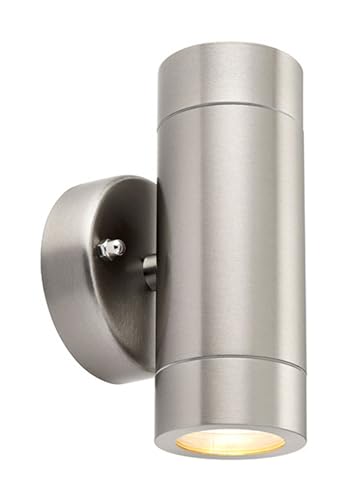 Saxby Palin 35W Brushed Stainless Steel Outdoor Garden IP44 Up Down Wall Light