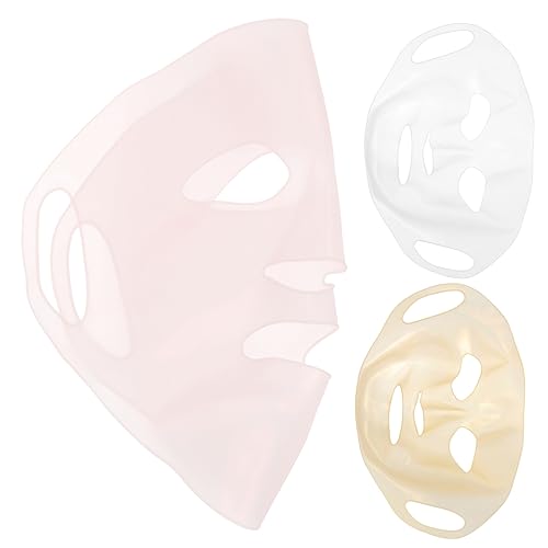 FOYTOKI 3pcs Silicone Reusable Face Mask Covers Moisturizing Facial Beauty Supplies for Women Stretchable Durable and Safe Light Pink