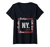 donna ny brooklyn staten island manhattan bronx queens maglietta con collo a v