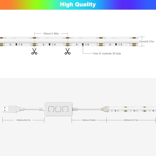 Cinta de LED RGB Smart IC COB USB 2m y 7.5m PAUTIX miniatura 7