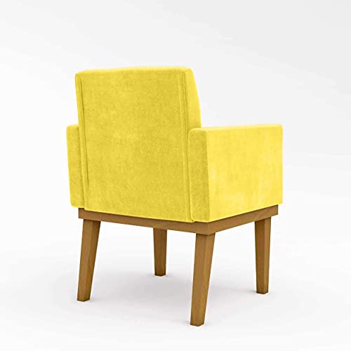 Kit 2 Poltronas Decorativa Base Reforçada Amarelo Desenho do tecido:Suede; Amarelo