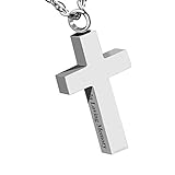 Dletay Cremation Necklace for Ashes Stainless Steel Urn Pendant Ashes Holder Memorial Jewelry-in Loving Memory(Silver)