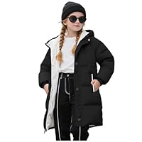 Girls Coat 10-11 Years, Kids Winter Long Padded Coat Hooded Puffer Jacket With Hood Thicken Down Coats Parka Peacoat School Outfits Outerwear Cold Weather