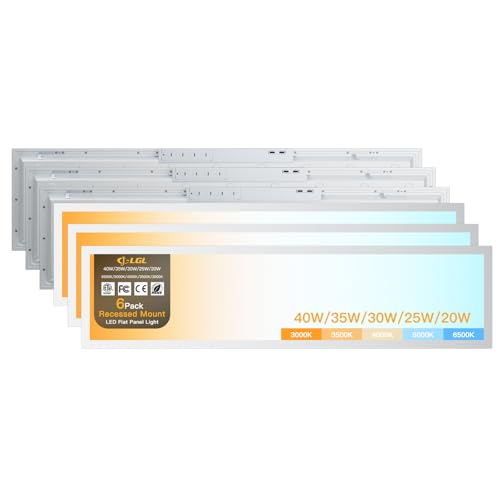 Image of 1x4 LED Flat Panel Light,Selectable 5CCT,0-10V Dimmable,5200LM,6Pack