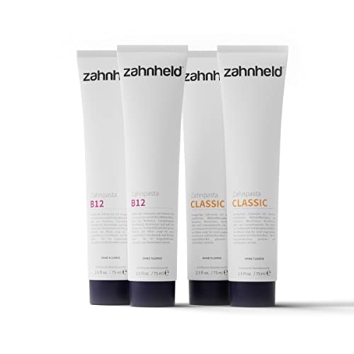 Zahnheld Zahnpasta Bundle Classic & Vitamin B12 (4 Tuben a 75ml) fluoridfreie, Vegane und zertifizierte naturkosmetik Zahncreme Cover