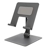 Homoyoyo Metal Foldable Tablet Stand Holder for Desktop and Phone, Adjustable Gray Tablet Desk Mount and Organizer for Home Office Use