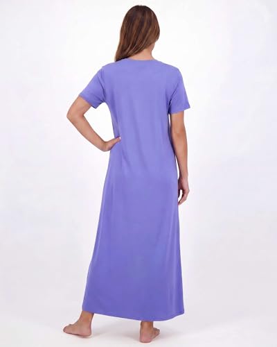 Image of Real Essentials 3 Pack: Women's Soft Maxi Long Nightshirt Short Sleeve Soft Nightgown Sleep Dress (Available in Plus Size)