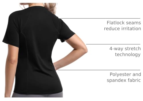 Image of Womens Long Sleeve Compression Shirts Sun Protection Workout Underscrubs | UPF 50+ breathable UV SPF rash guard, Moisture wicking dry fit cooling undershirt, Snug stretch tops for gym & daily wear