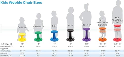 Image of Kore Adjustable Height Wobble Chair, Active Sitting for Children, Kids, Teens: Better Than a Balance Ball, Flexible Classroom Seating, Adjusts from 16.5 to 24 inches, Purple