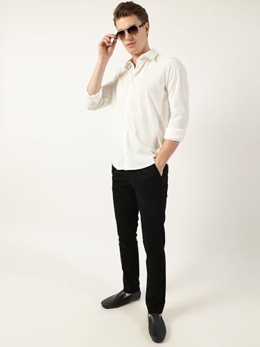 Image of Thomas Scott Men's | Solid | Textured Fabric | Full Sleeve | Slim Fit | Polyester-Blend | Spread Collar | Casual Shirt