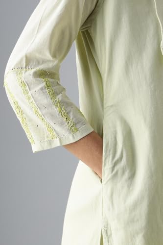 Image of Taneira Women Cotton Embroidered Light Green Kurta for Women (KUSS22FW6676XL-Light Green-XL)