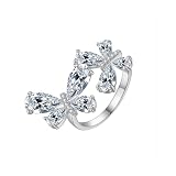 Skcess Anillo de oro amarillo de 14 quilates para mujer, moissanite blanco, anillos de compromiso con circonitas de mariposa, 45 (14.3), Moissanite, Moissanita