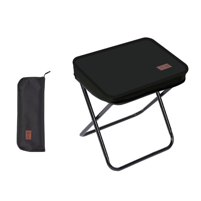 THE LIMIT Mini Folding Stool with Carry Bag, Lightweight Outdoor Stool for Travel, Hiking, BBQ, Fishing, Leisure (Black)