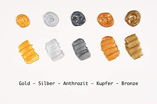 perfect ideaz • 5 x 75 ml Acryl-Farbe Metallic, 5 Farben, hochdeckend, auf Wasserbasis – Bild 4