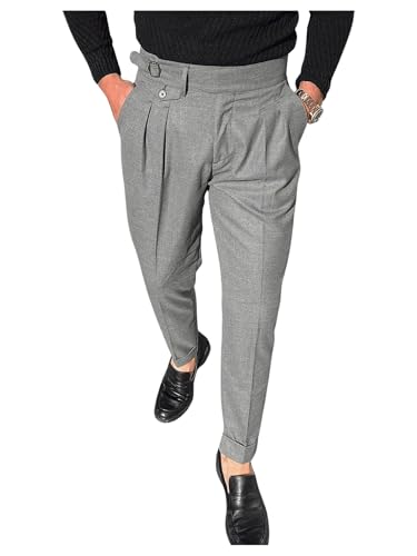 Floerns Men's Stretchy Classic Fit Pleated Front Dress Pants Formal Suit Pants