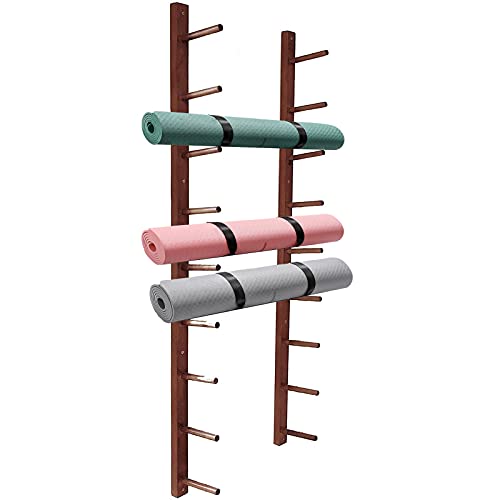 Support mural tapis de yoga en bois pour un studio de sport zen chez soi