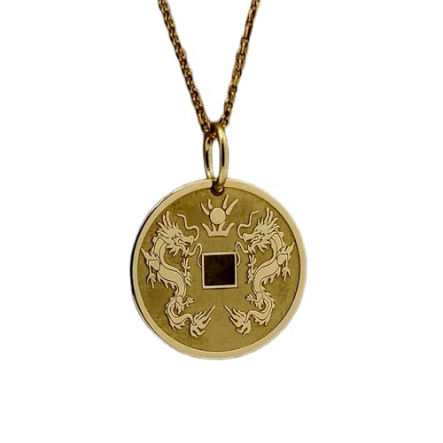 Collier dragon chinois anti-ternissement argent plaqué or chaîne 18"