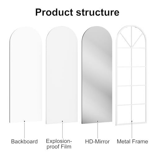 Image of OGCAU Arched Full Length Mirror, 65 inchx22 inch Floor Full Body Mirror, White