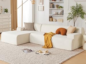 107 Chenille Modular Sectional Sofa, Modern Couch Sponge Sectional Sofa Couch for Living Room, High Density Sponges Cloud Couch Sectional, L-Shape Couches for Living Room, Beige