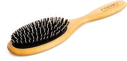 Cepillo de madera de haya REMOS con cerdas de jabalí 100% y pinza ancha