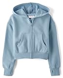 The Children's Place,Girls,Long Sleeve Cropped Hooded Zip Up,Blue Aura,XX-Large